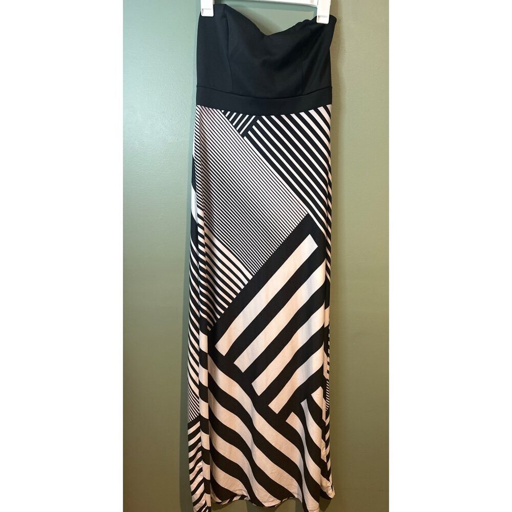 Baileygirl Size M Black White Maxi Dress Boho Coastal Cowgirl Y2K Flowy